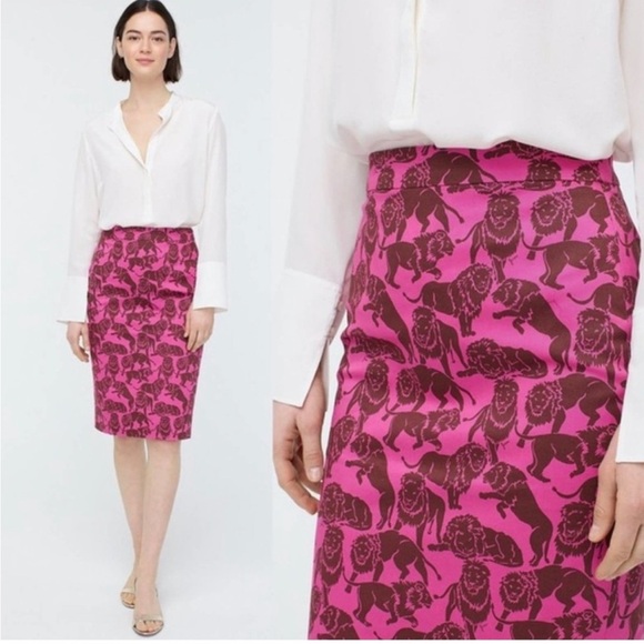 NWT - J.Crew Lion Print Pencil Skirt - Picture 2 of 5